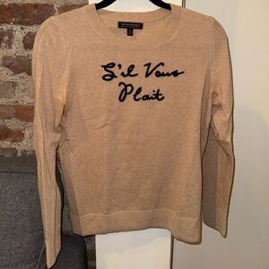 Banana Republic Tan Sweater with Black Embroidery